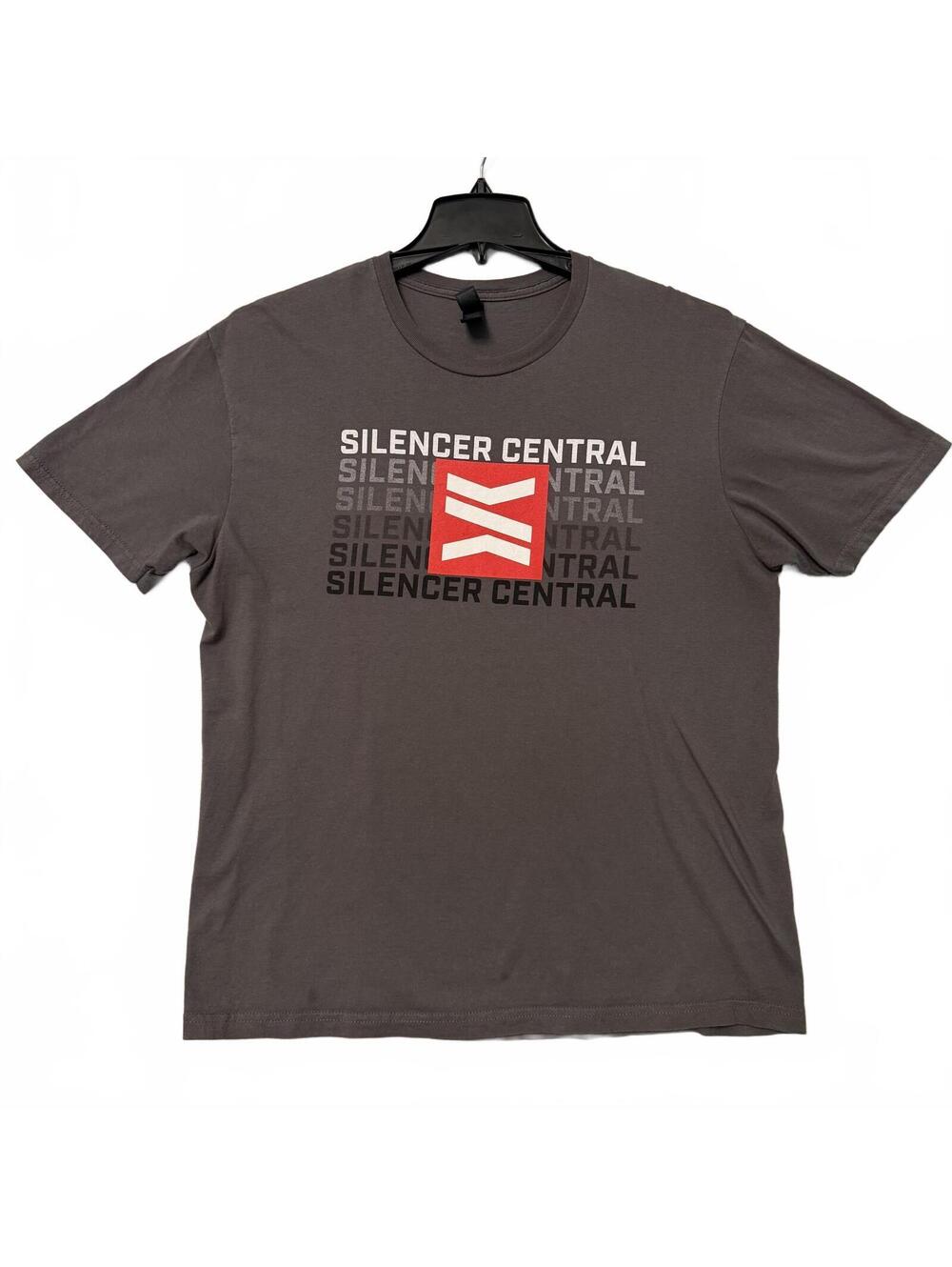 Silencer Central Men's Graphic Print T-Shirt Size LARGE Gray Gildan